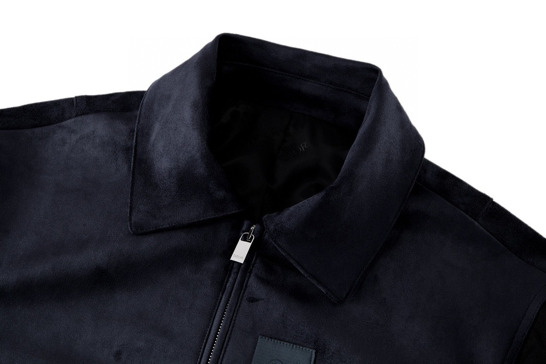 DIOR 迪奥 纯色翻领拉链牛皮夹克 麂皮 外套 长袖 秋冬款 煤炭