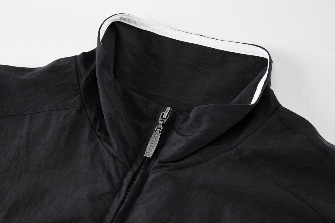 Balenciaga 巴黎世家 拼色刺绣字母图案休闲长袖运动衣 夹克 外套 黑色 763436TNQ251000