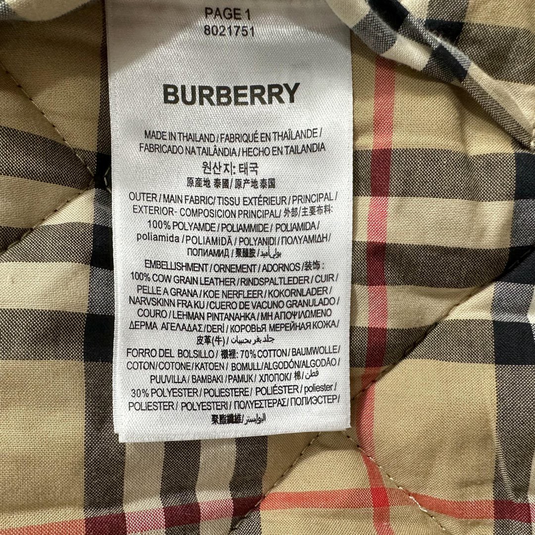 Burberry 巴宝莉 纯色拼接灯芯绒领菱格棉服 夹克 外套 长袖 秋冬款 黑色 80217511
