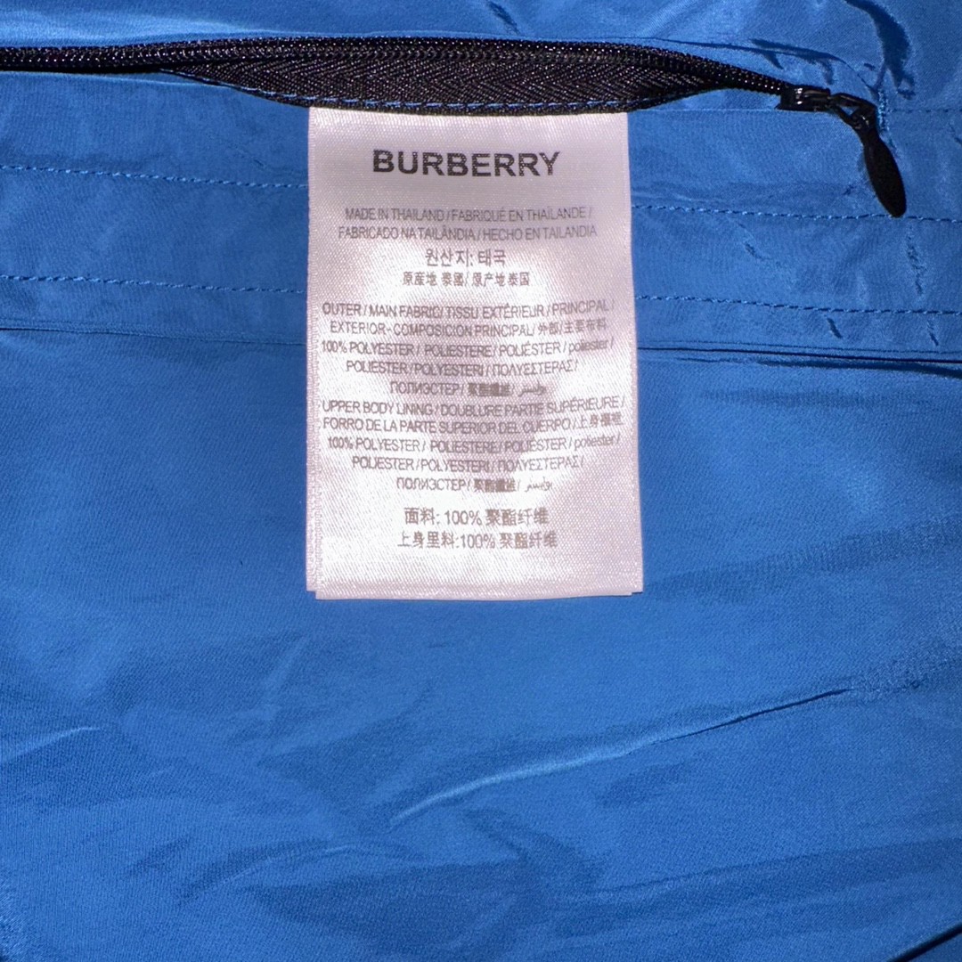 Burberry 巴宝莉 纯色字母徽标连帽冲锋衣 夹克 外套 长袖 秋冬款 蓝色 80391211