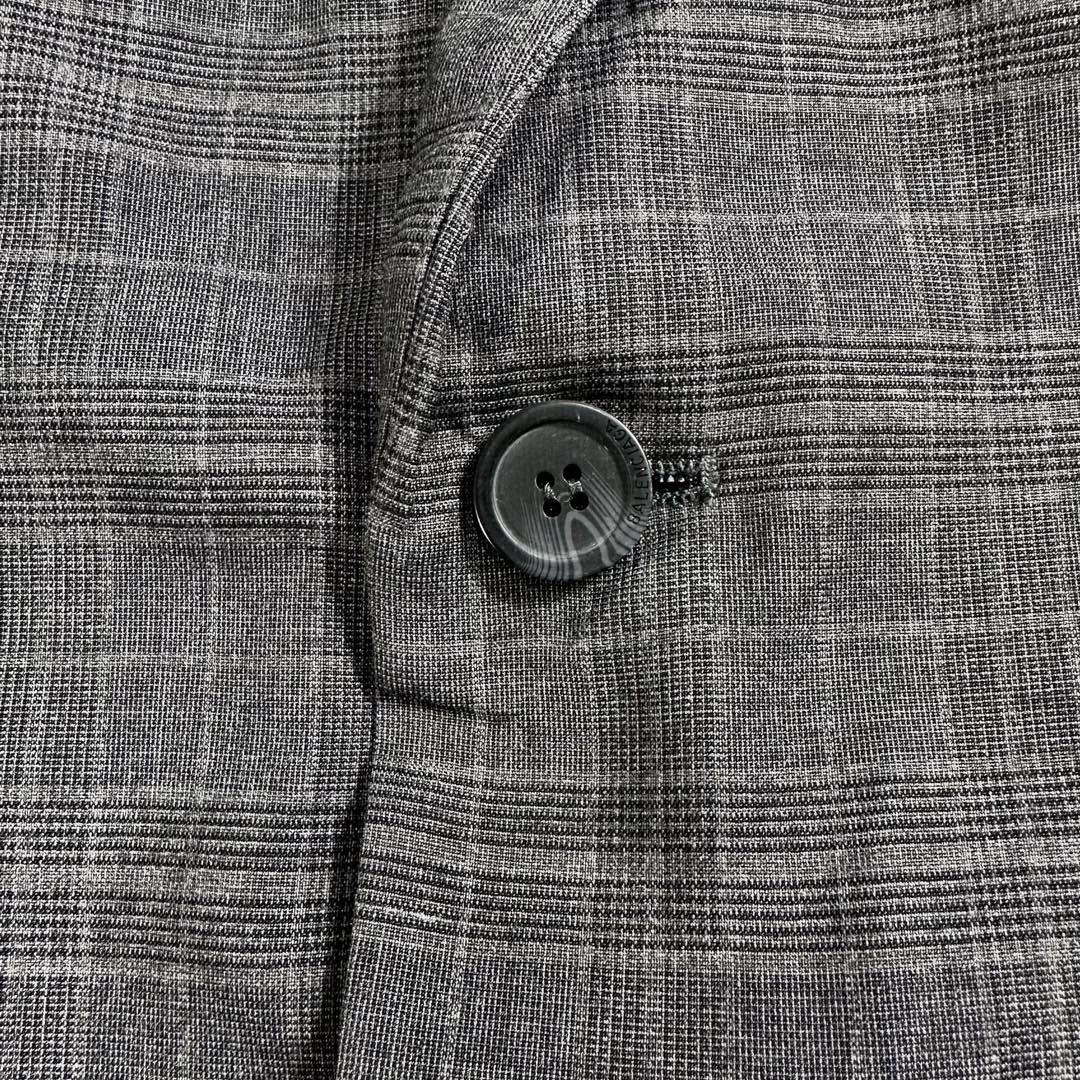 Balenciaga 巴黎世家 SS23 涂鸦印花单排扣格纹西装外套 宽松 秋冬 灰色 739591TOT071240