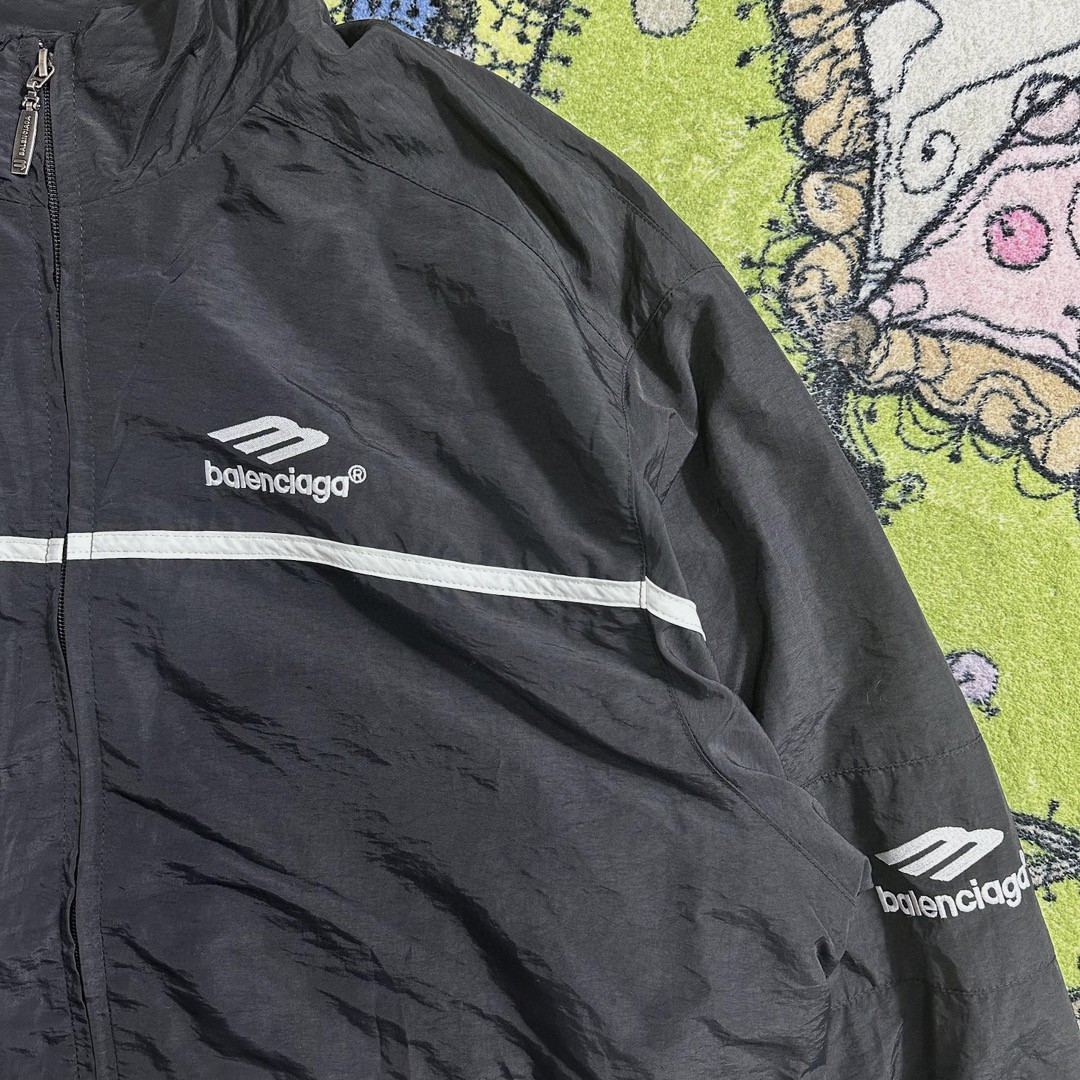 Balenciaga 巴黎世家 拼色刺绣图案 立领运动夹克 秋季 长袖 外套 黑色 763436TNQ251000