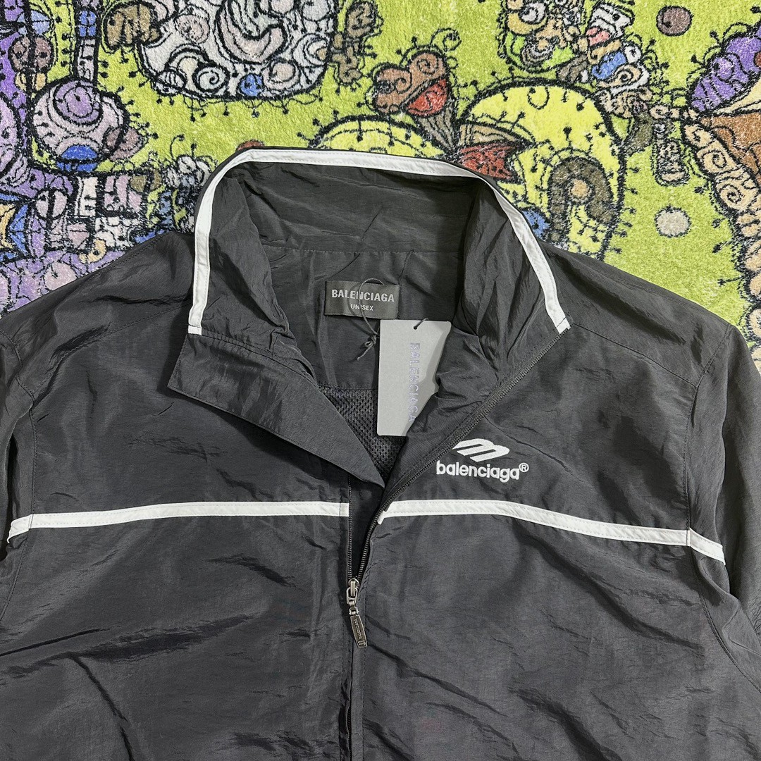 Balenciaga 巴黎世家 拼色刺绣图案 立领运动夹克 秋季 长袖 外套 黑色 763436TNQ251000