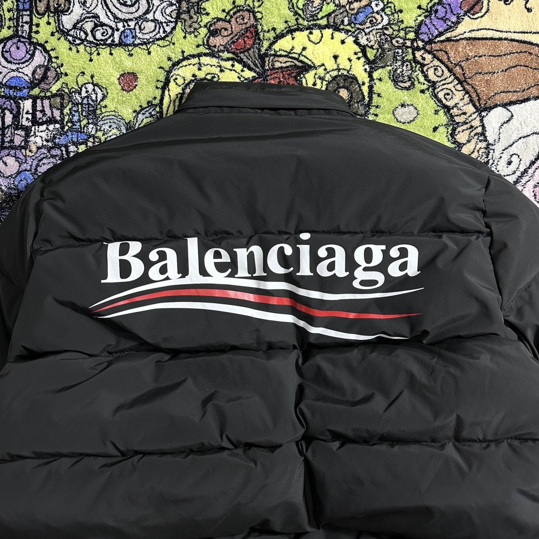 Balenciaga 巴黎世家 字母logo印花 羽绒服 外套 保暖 长袖 黑色 758046TYD361000