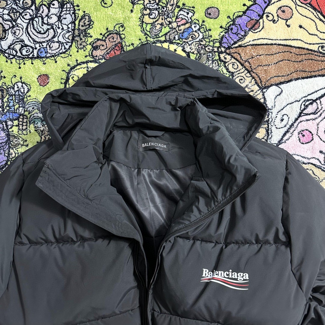 Balenciaga 巴黎世家 字母logo印花 羽绒服 外套 保暖 长袖 黑色 758046TYD361000