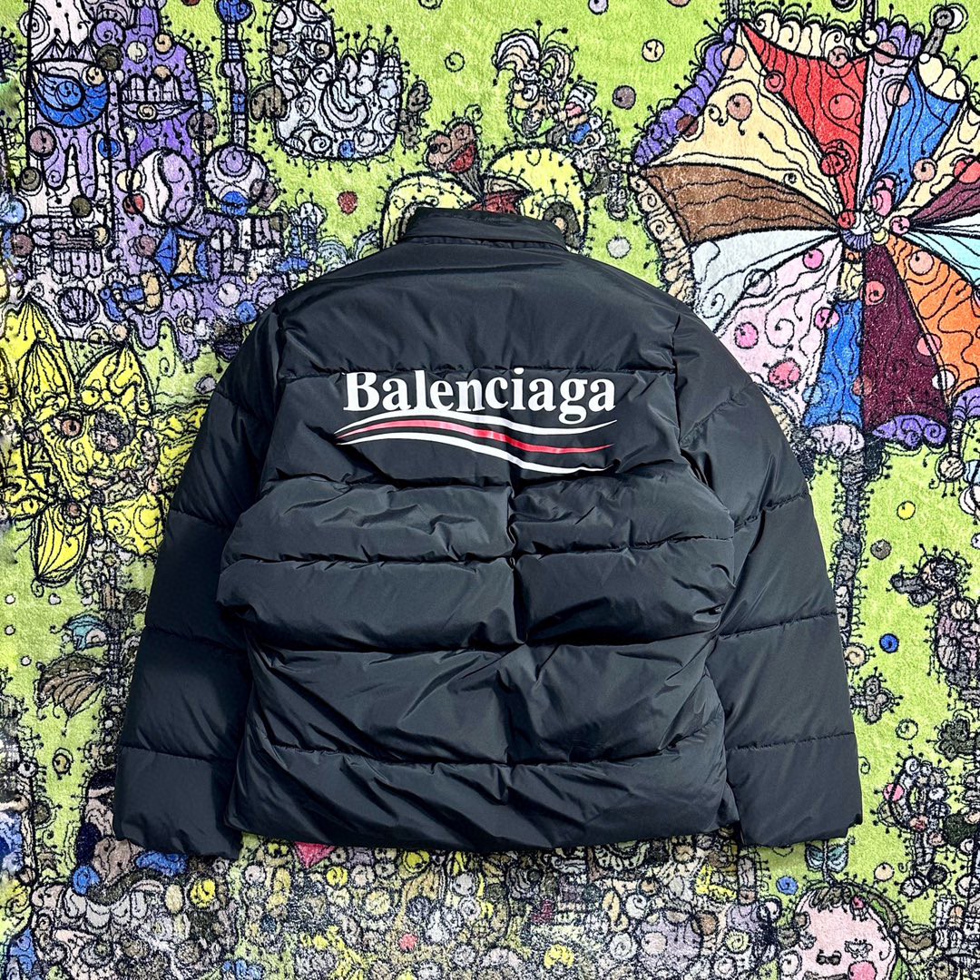 Balenciaga 巴黎世家 字母logo印花 羽绒服 外套 保暖 长袖 黑色 758046TYD361000