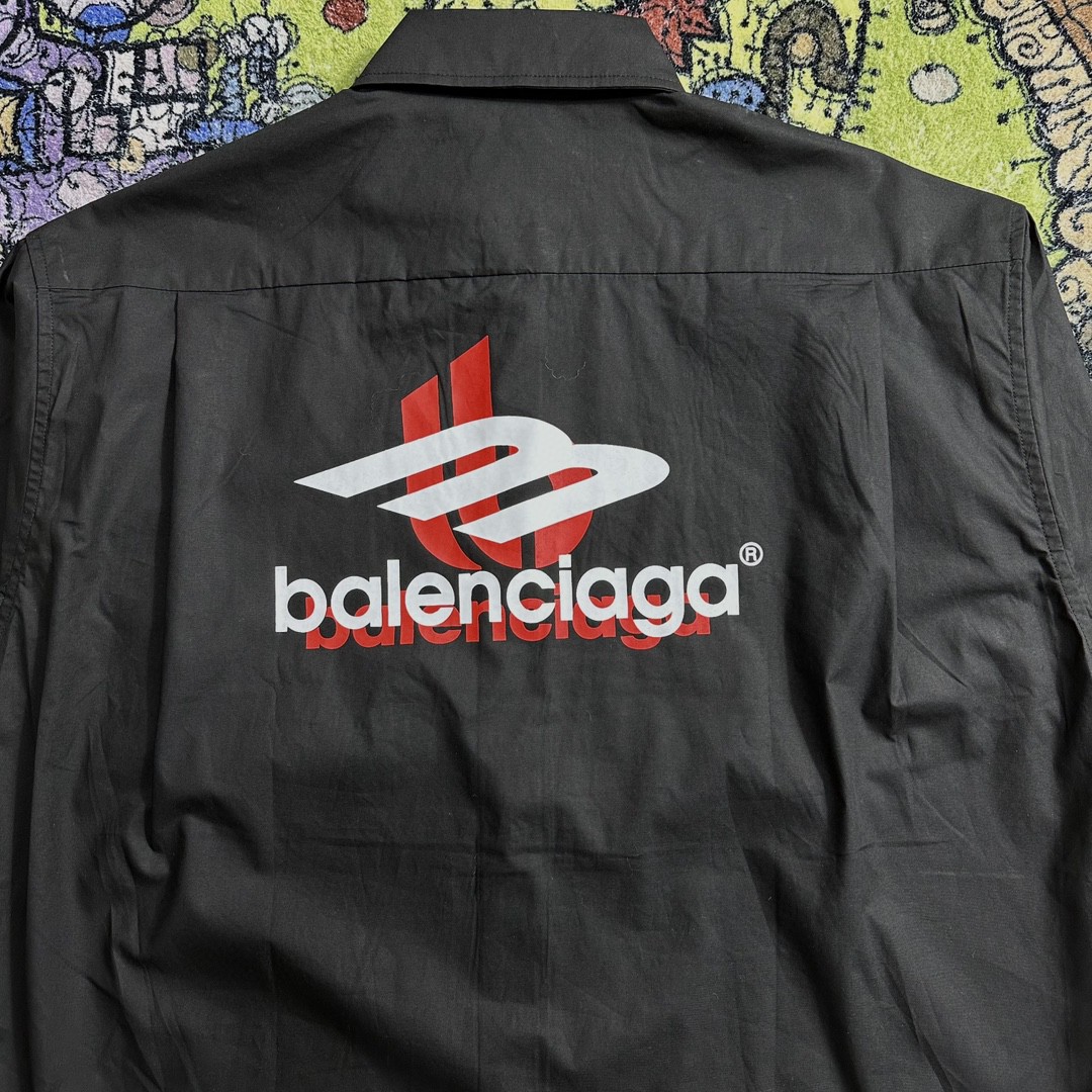 Balenciaga 巴黎世家 纯色字母logo印花 衬衫 长袖 秋冬 黑色