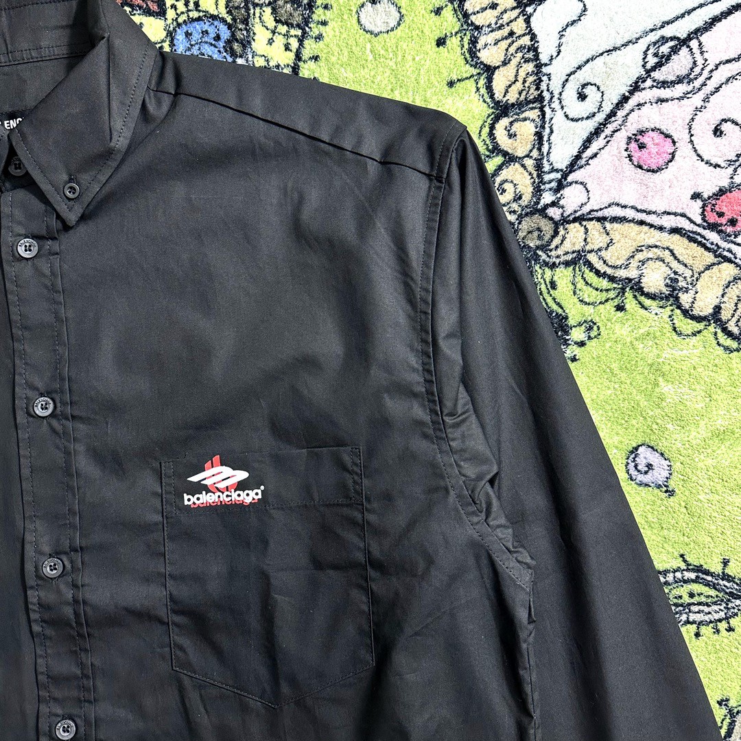 Balenciaga 巴黎世家 纯色字母logo印花 衬衫 长袖 秋冬 黑色