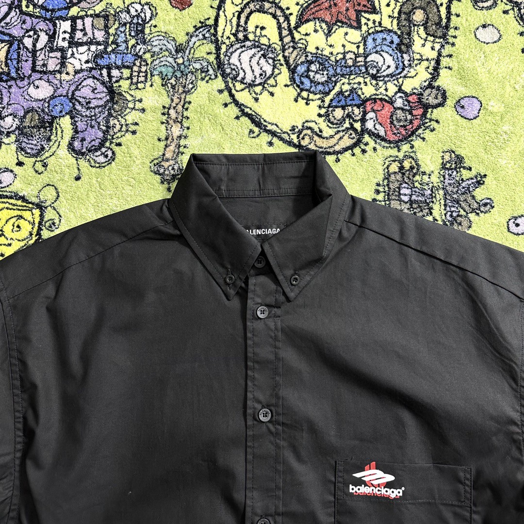 Balenciaga 巴黎世家 纯色字母logo印花 衬衫 长袖 秋冬 黑色