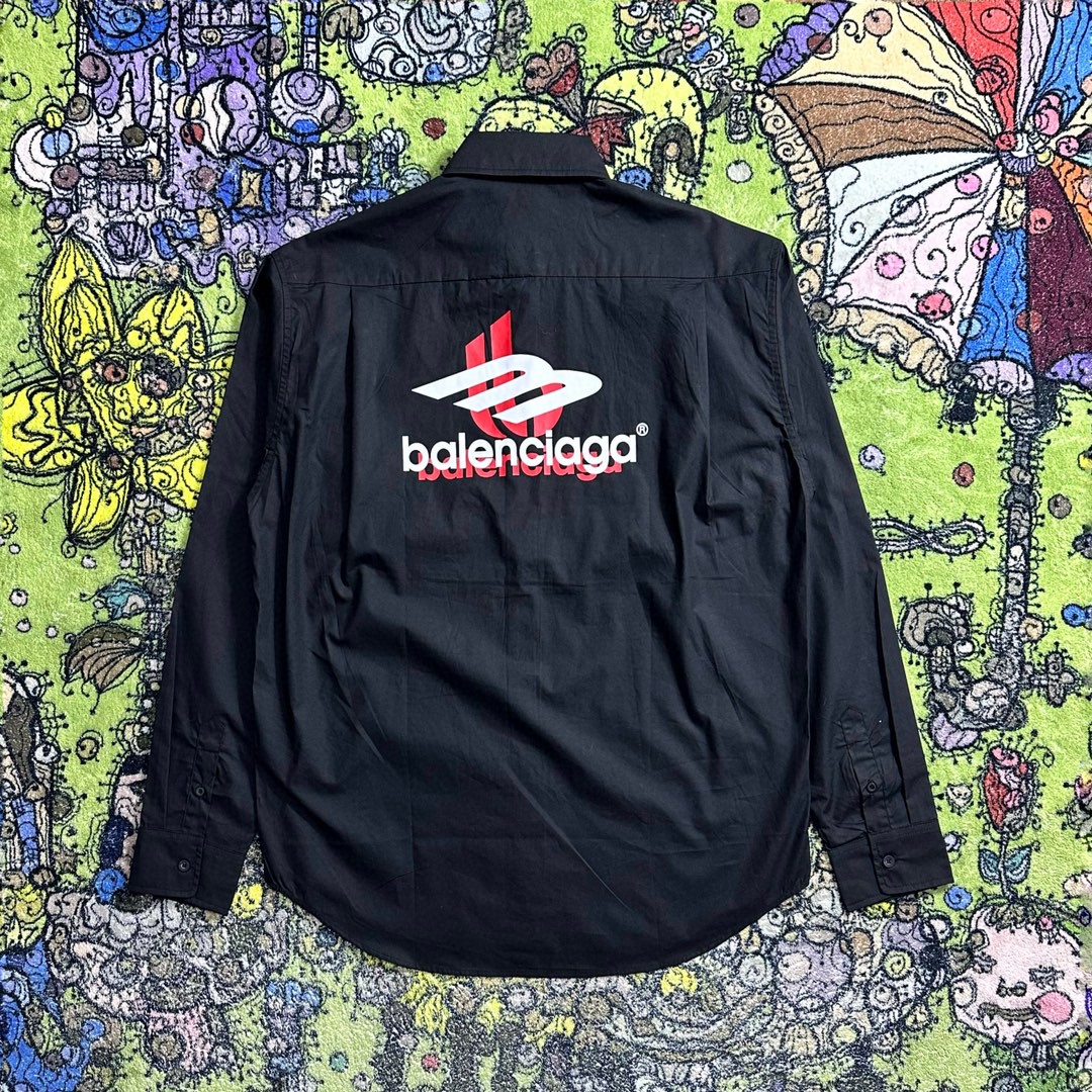 Balenciaga 巴黎世家 纯色字母logo印花 衬衫 长袖 秋冬 黑色