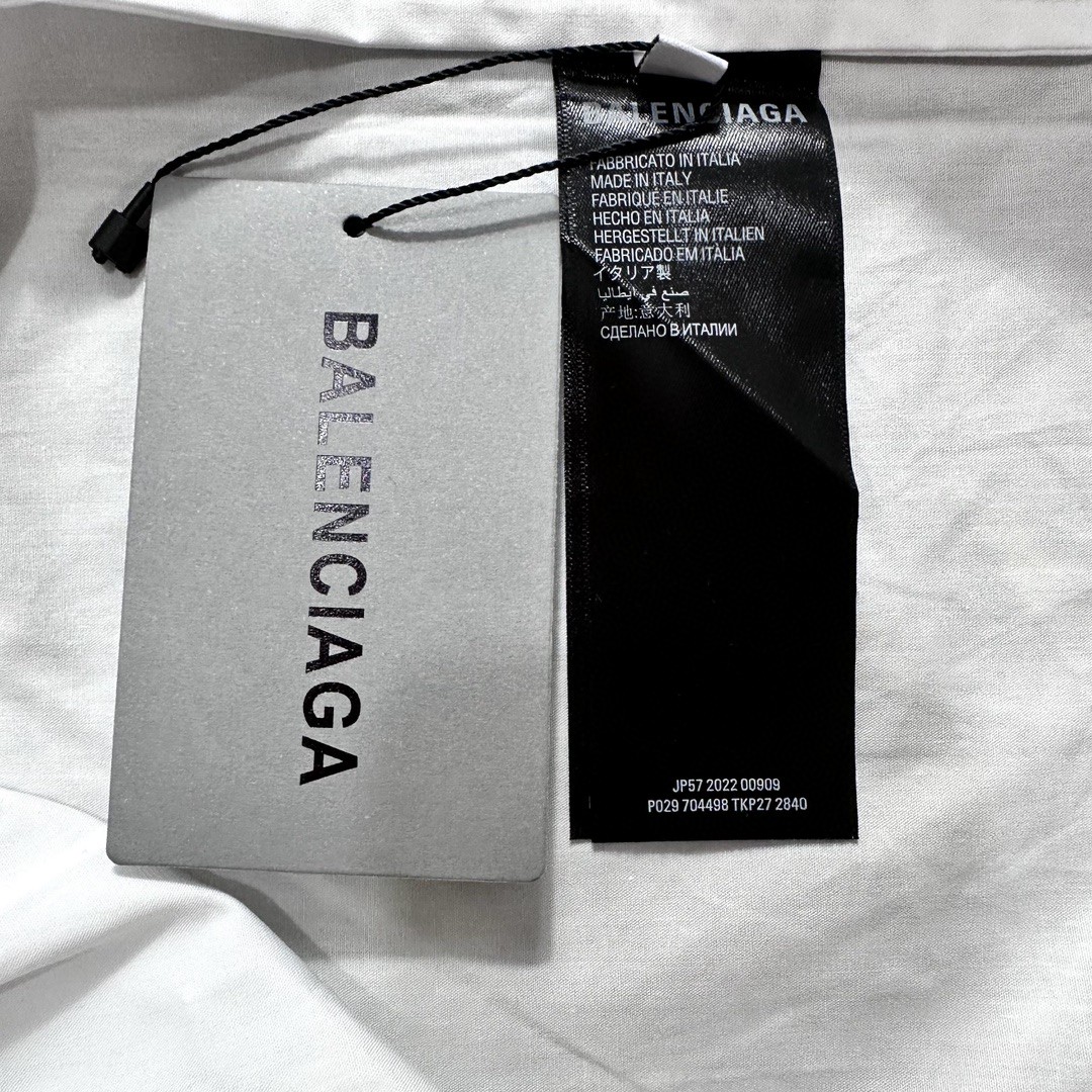 Balenciaga 巴黎世家 纯色字母logo印花 衬衫 长袖 秋冬 白色 768966TNM609000