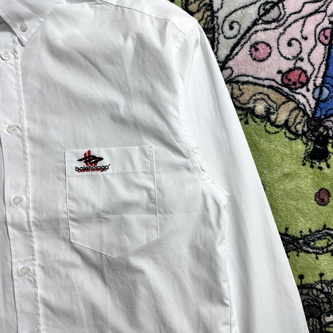 Balenciaga 巴黎世家 纯色字母logo印花 衬衫 长袖 秋冬 白色 768966TNM609000