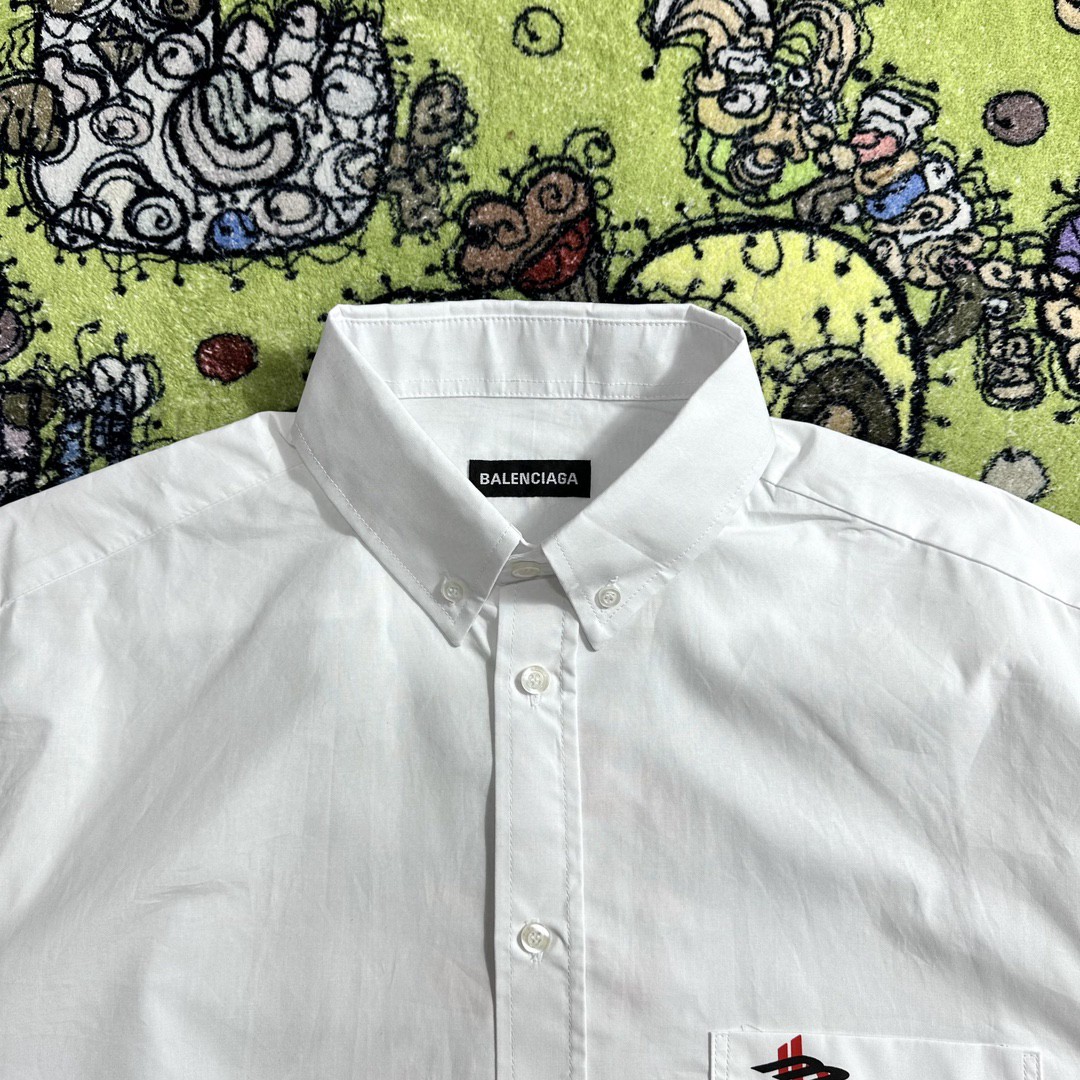 Balenciaga 巴黎世家 纯色字母logo印花 衬衫 长袖 秋冬 白色 768966TNM609000