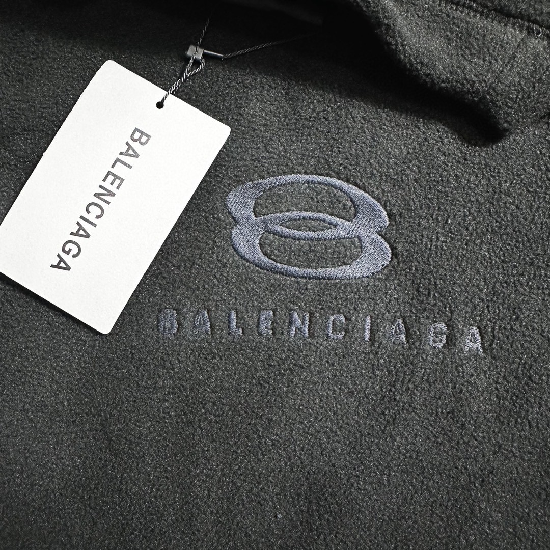 Balenciaga 巴黎世家 字母徽标刺绣摇粒绒圆领卫衣 长袖 秋冬 男女同款 黑色 697975TPVK51069