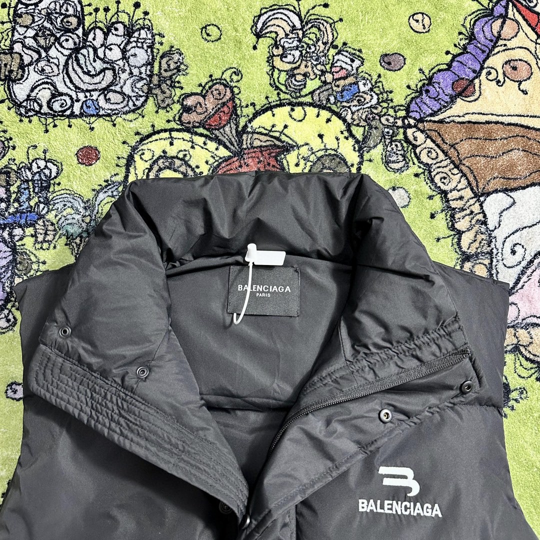 Balenciaga 巴黎世家 刺绣字母logo立领马甲 羽绒服 外套 保暖 黑色 