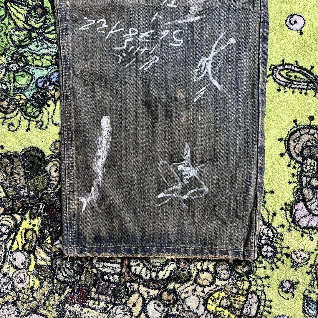 Balenciaga 巴黎世家 涂鸦手绘牛仔裤 长裤 蓝色 