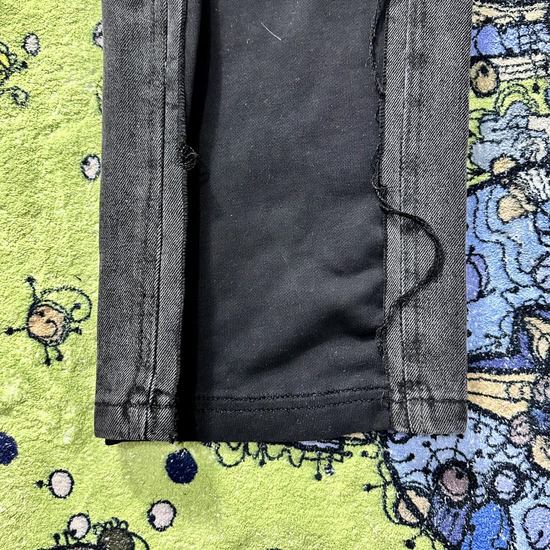 Balenciaga 巴黎世家 毛圈拼接牛仔裤 长裤 休闲裤 黑灰色