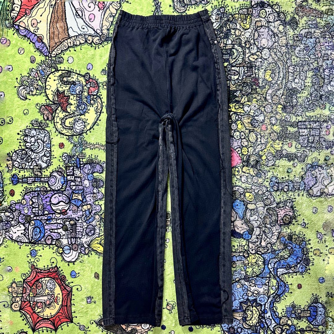 Balenciaga 巴黎世家 毛圈拼接牛仔裤 长裤 休闲裤 黑灰色