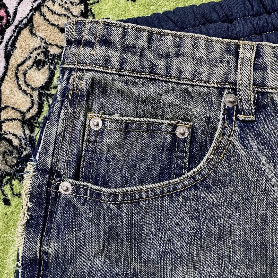 Balenciaga 巴黎世家 毛圈拼接牛仔裤 长裤 休闲裤 蓝色 