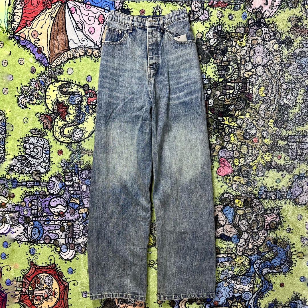 Balenciaga 巴黎世家 毛圈拼接牛仔裤 长裤 休闲裤 蓝色 