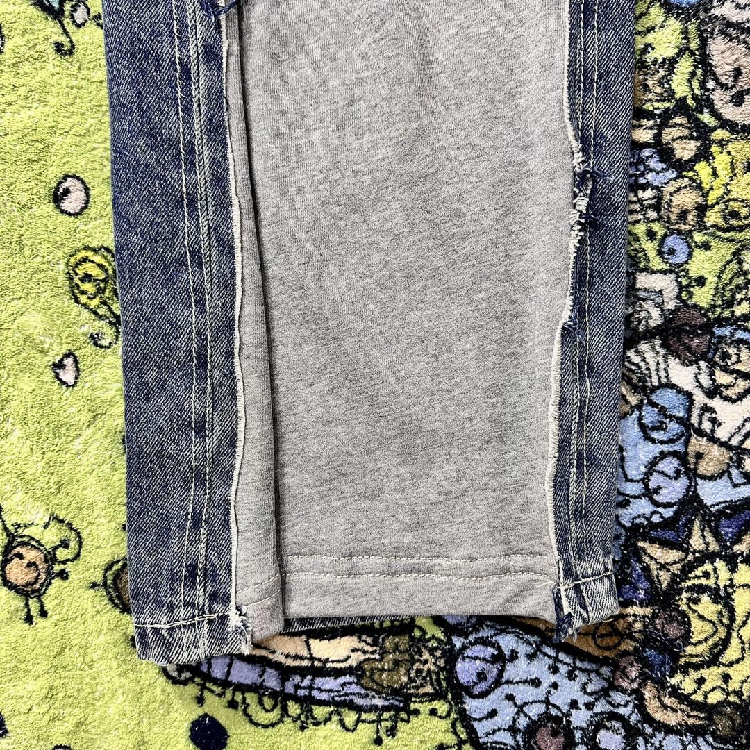 Balenciaga 巴黎世家 毛圈拼接牛仔裤 长裤 休闲裤 蓝色 