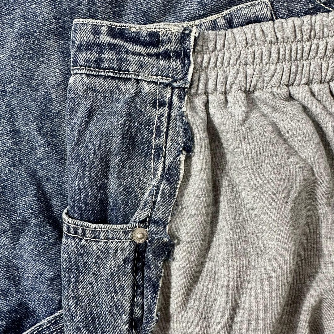 Balenciaga 巴黎世家 毛圈拼接牛仔裤 长裤 休闲裤 蓝色 