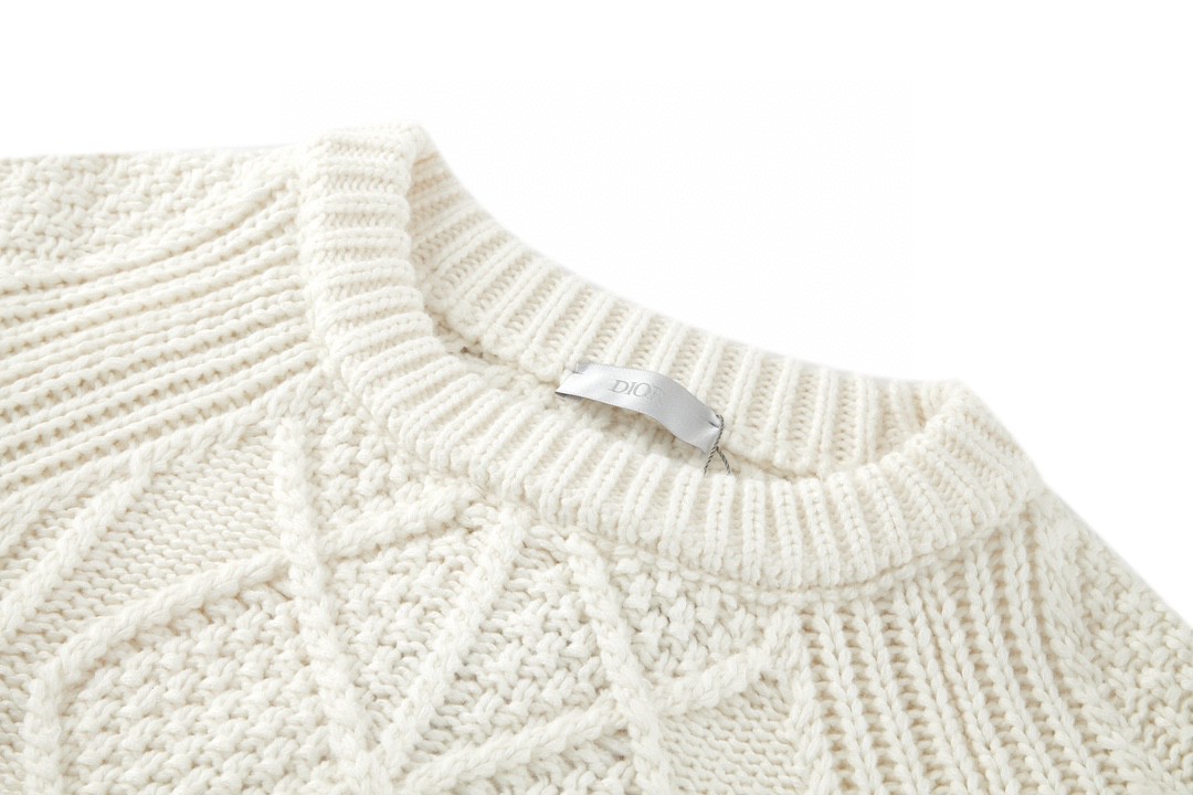 DIOR 迪奥 浮雕粗针毛衣 套头 长袖 圆领 白色 343M636AT719-C030