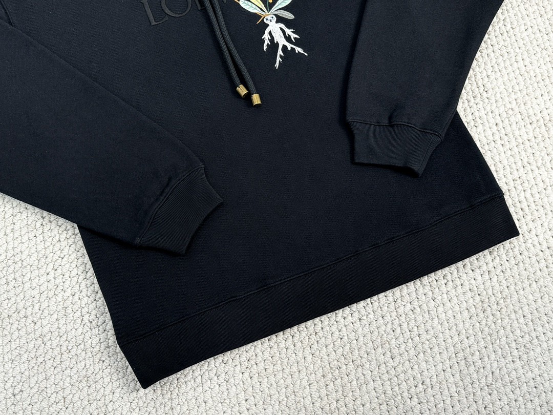 Loewe 罗意威 字母logo图案连帽卫衣 秋冬 保暖 黑色 