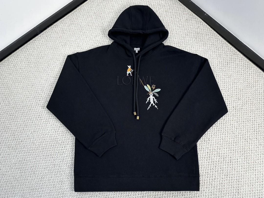 Loewe 罗意威 字母logo图案连帽卫衣 秋冬 保暖 黑色 