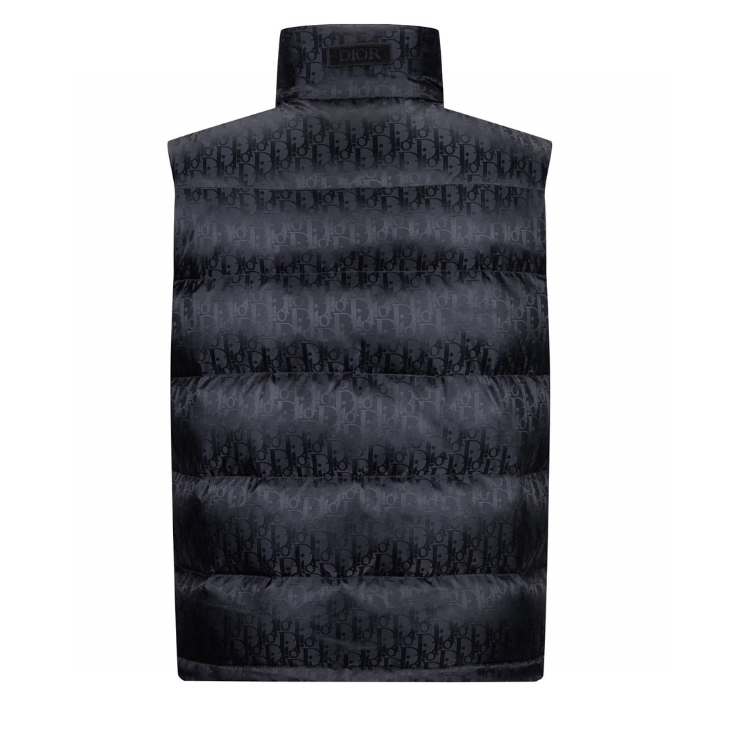 DIOR 迪奥 暗纹提花立领拉链羽绒服 外套 马甲 冬款 保暖 黑色 033C410A4462-C565