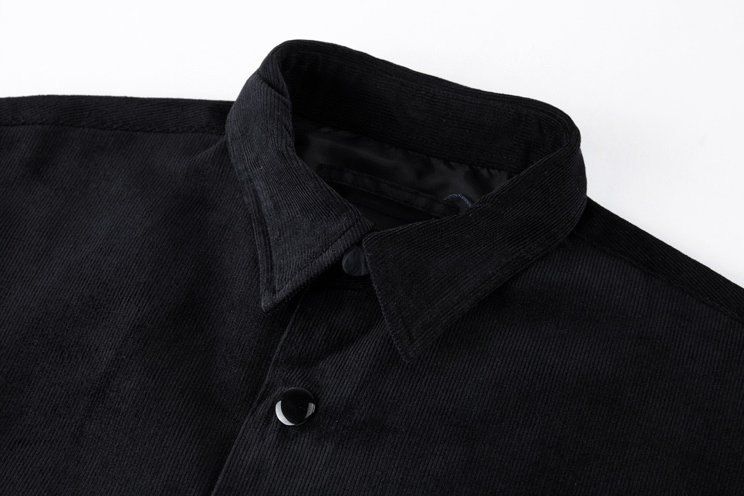 PRADA 普拉达 徽标灯芯绒长袖衬衫 外套 男女同款 黑色 