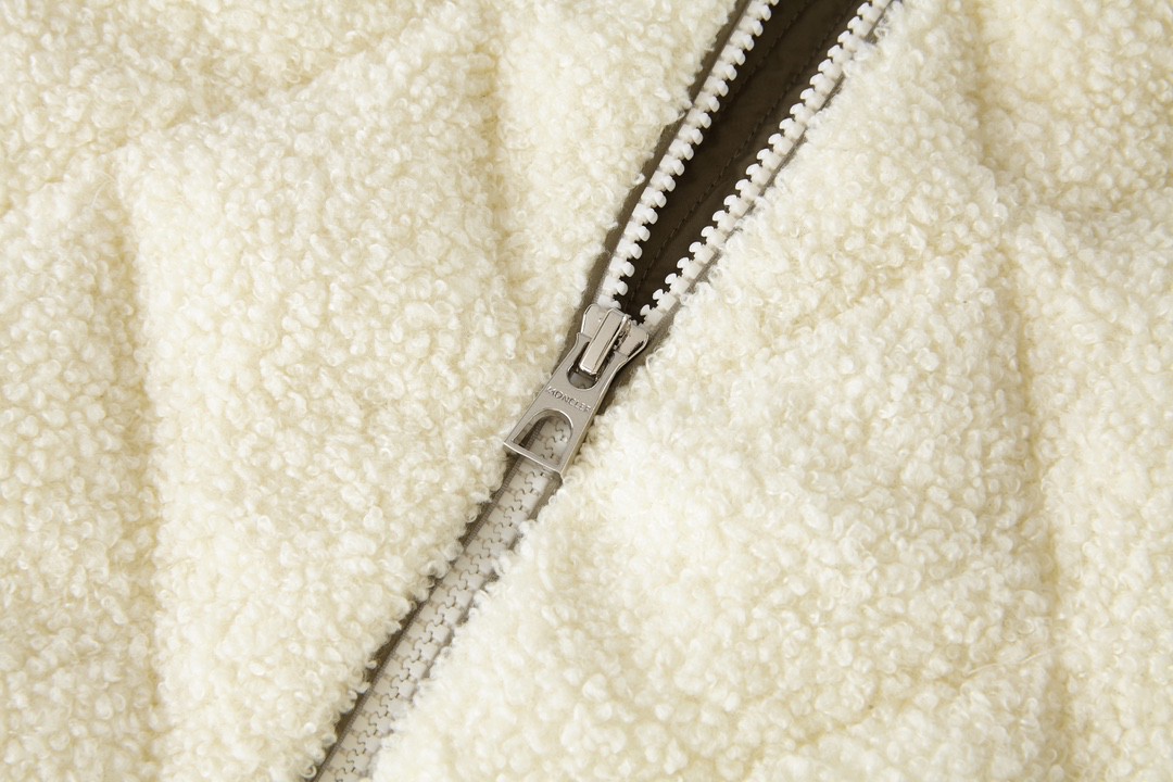 Moncler 蒙口 拼接羊羔毛立领拉链羽绒服 保暖 外套 白绿色