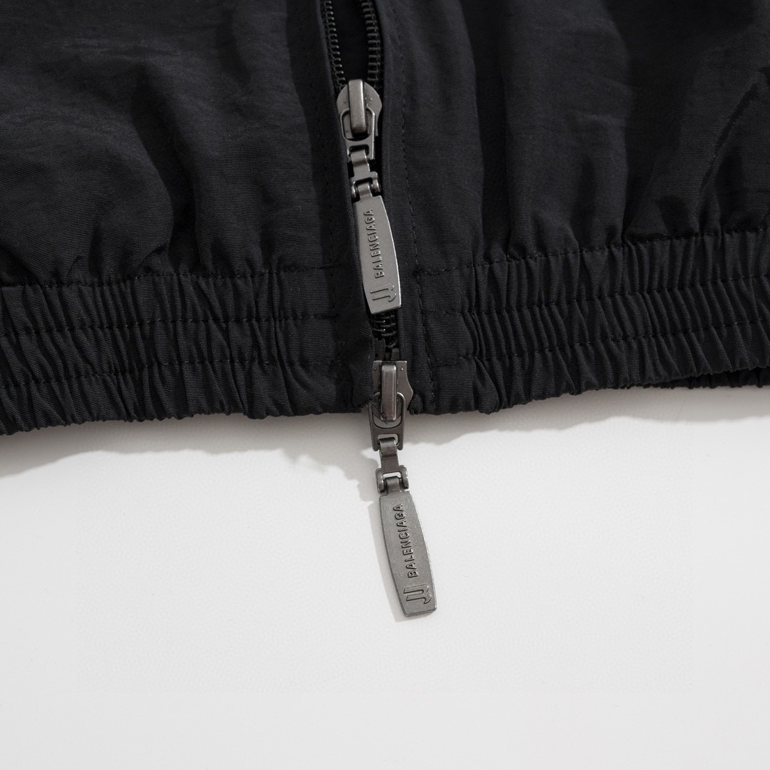 Balenciaga 巴黎世家 Minimal Tracksuit 纯色高立领垫肩夹克 棒球服 长袖 外套 秋冬 黑色 746473TMO171000