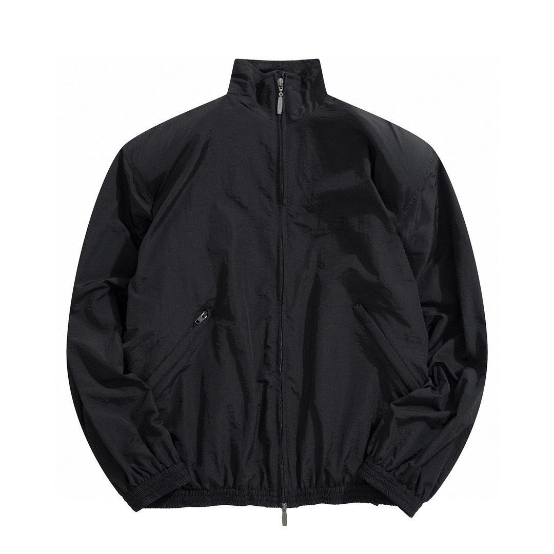 Balenciaga 巴黎世家 Minimal Tracksuit 纯色高立领垫肩夹克 棒球服 长袖 外套 秋冬 黑色 746473TMO171000