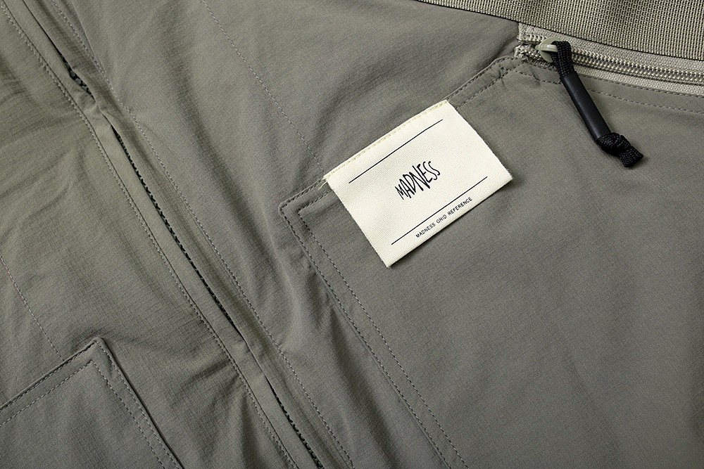 738#MADNESS 加厚夹棉运动服外套 夹克 棉服 长袖 秋冬季 休闲 男女同款 灰绿色 