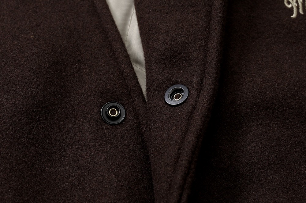 729#MADNESS 头层牛皮加羊毛拼接棒球服 夹克 长袖 外套 秋冬 男女同款 深咖色 