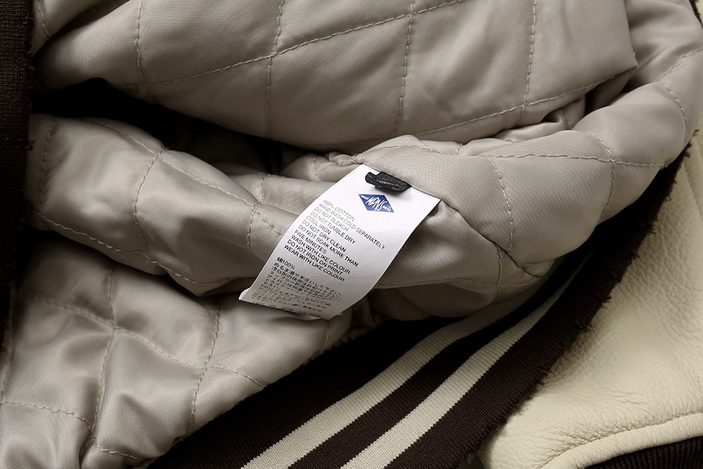 729#MADNESS 头层牛皮加羊毛拼接棒球服 夹克 长袖 外套 秋冬 男女同款 深咖色 