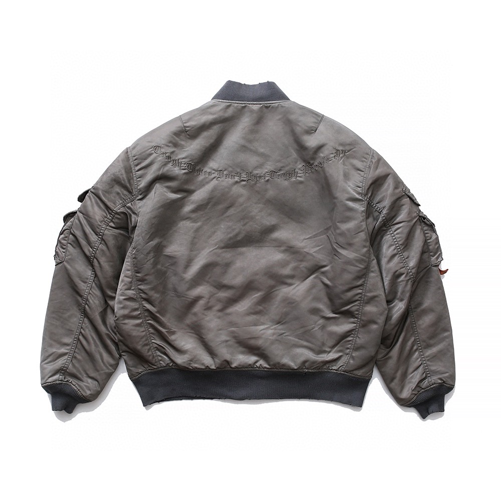 MADNESS 日系 做旧蜡染 棒球服 夹克 棉服 外套 长袖 秋冬季 休闲 男女同款 灰色 