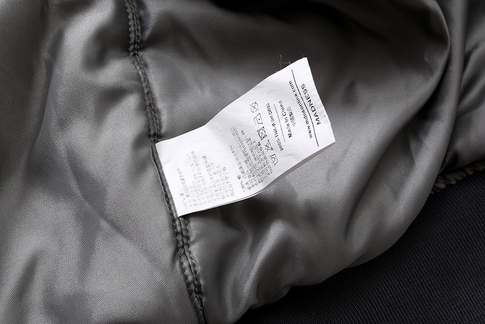 MADNESS 日系 做旧蜡染 棒球服 夹克 棉服 外套 长袖 秋冬季 休闲 男女同款 灰色 