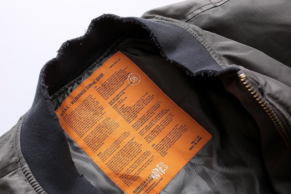 MADNESS 日系 做旧蜡染 棒球服 夹克 棉服 外套 长袖 秋冬季 休闲 男女同款 灰色 