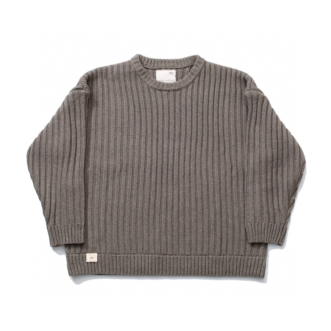 #504 WTAPS 纯色徽标 毛衣 圆领 套头 秋冬 男女同款 灰色 绿色