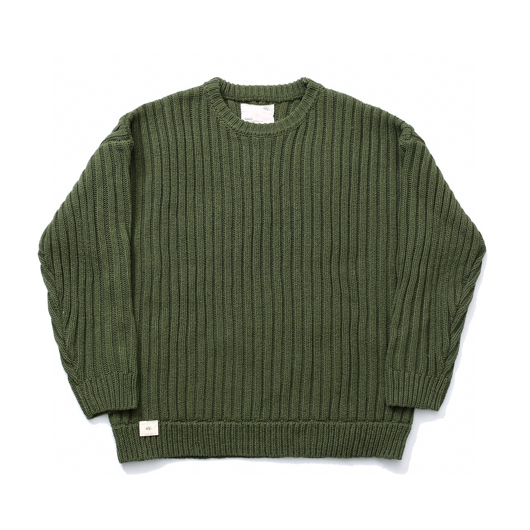 #504 WTAPS 纯色徽标 毛衣 圆领 套头 秋冬 男女同款 灰色 绿色