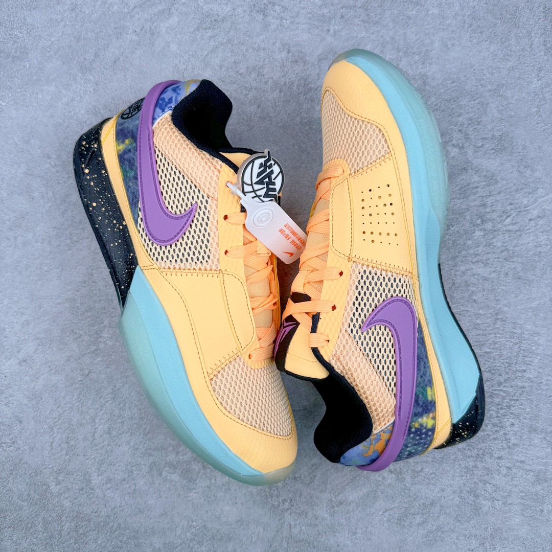 滅世 Ja 1 EYBL 莫兰特1代 鸳鸯 低筒 前後氣墊 耐磨透氣 實戰籃球鞋 波鞋 球鞋 男鞋 波鞋 黄紫 FQ4293-800