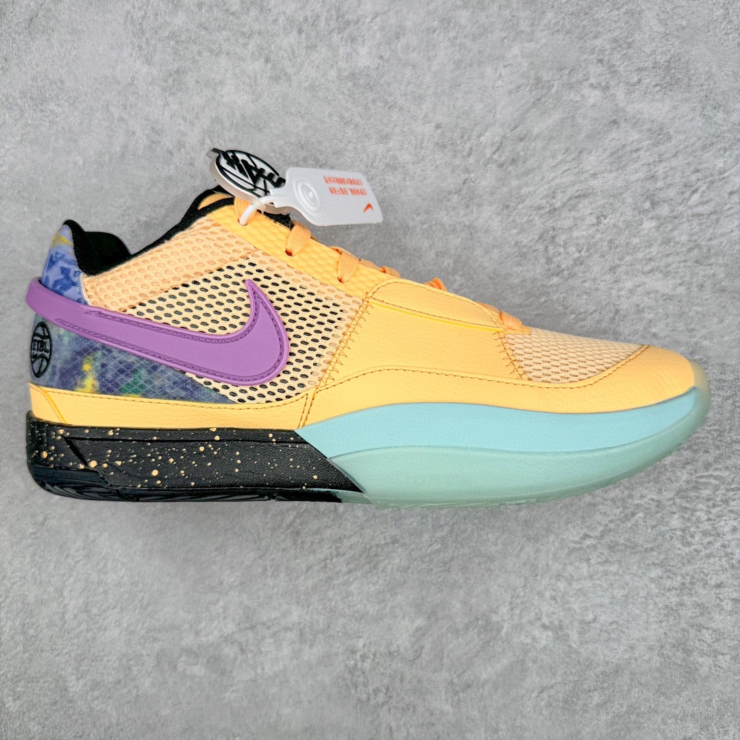 滅世 Ja 1 EYBL 莫兰特1代 鸳鸯 低筒 前後氣墊 耐磨透氣 實戰籃球鞋 波鞋 球鞋 男鞋 波鞋 黄紫 FQ4293-800