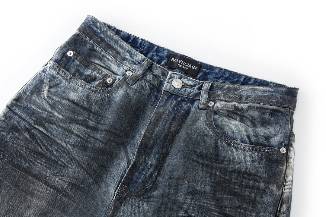 Balenciaga 巴黎世家 水洗破洞牛仔裤 长裤 男款 蓝色
