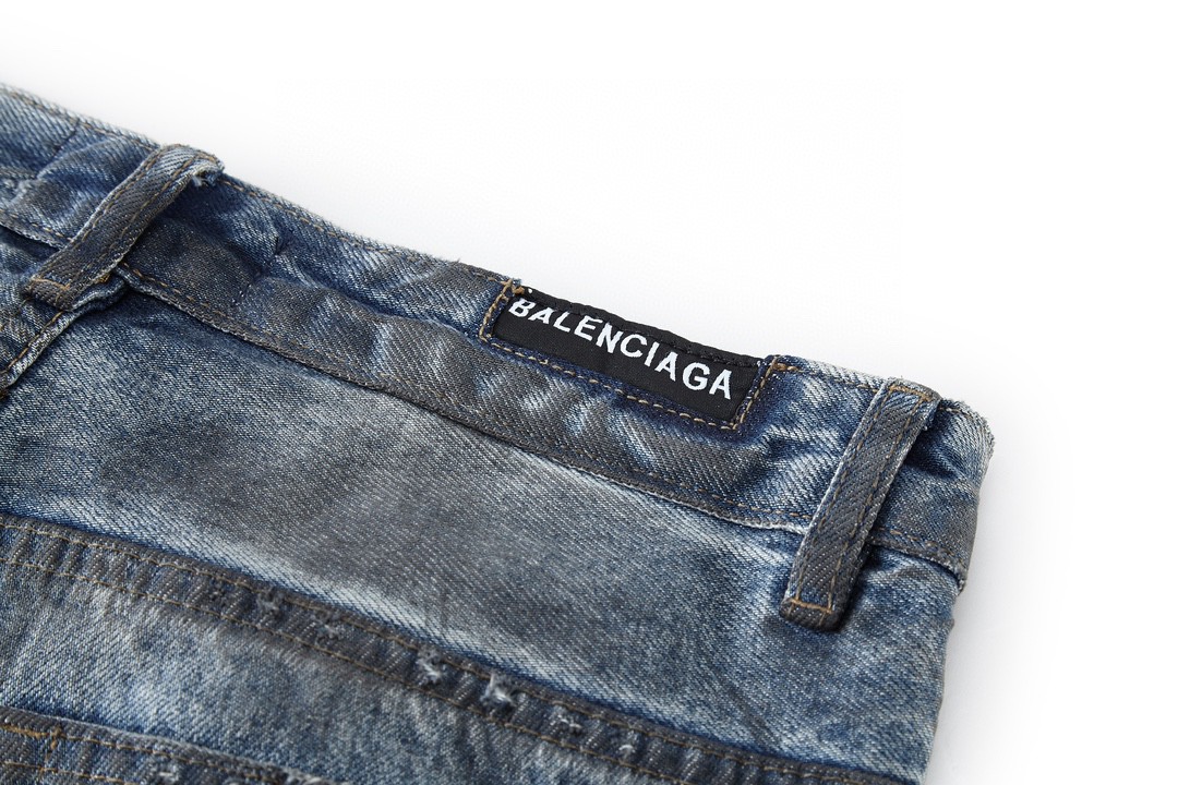 Balenciaga 巴黎世家 水洗破洞牛仔裤 长裤 男款 蓝色