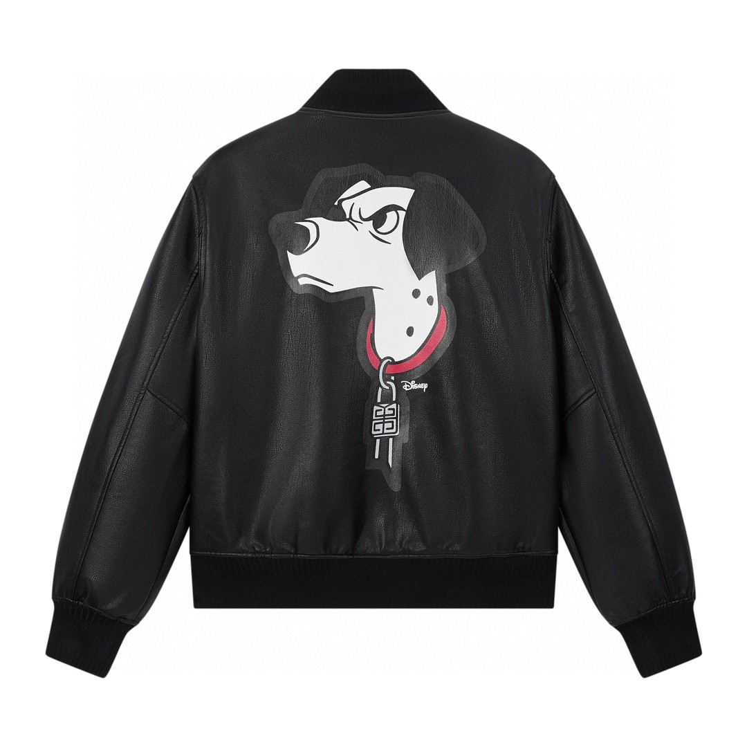 Givenchy 纪梵希 Disney 101斑点狗联名 皮衣 夹克 棒球服 外套 长袖 秋冬款 黑色 BM00YE6Y1C-001
