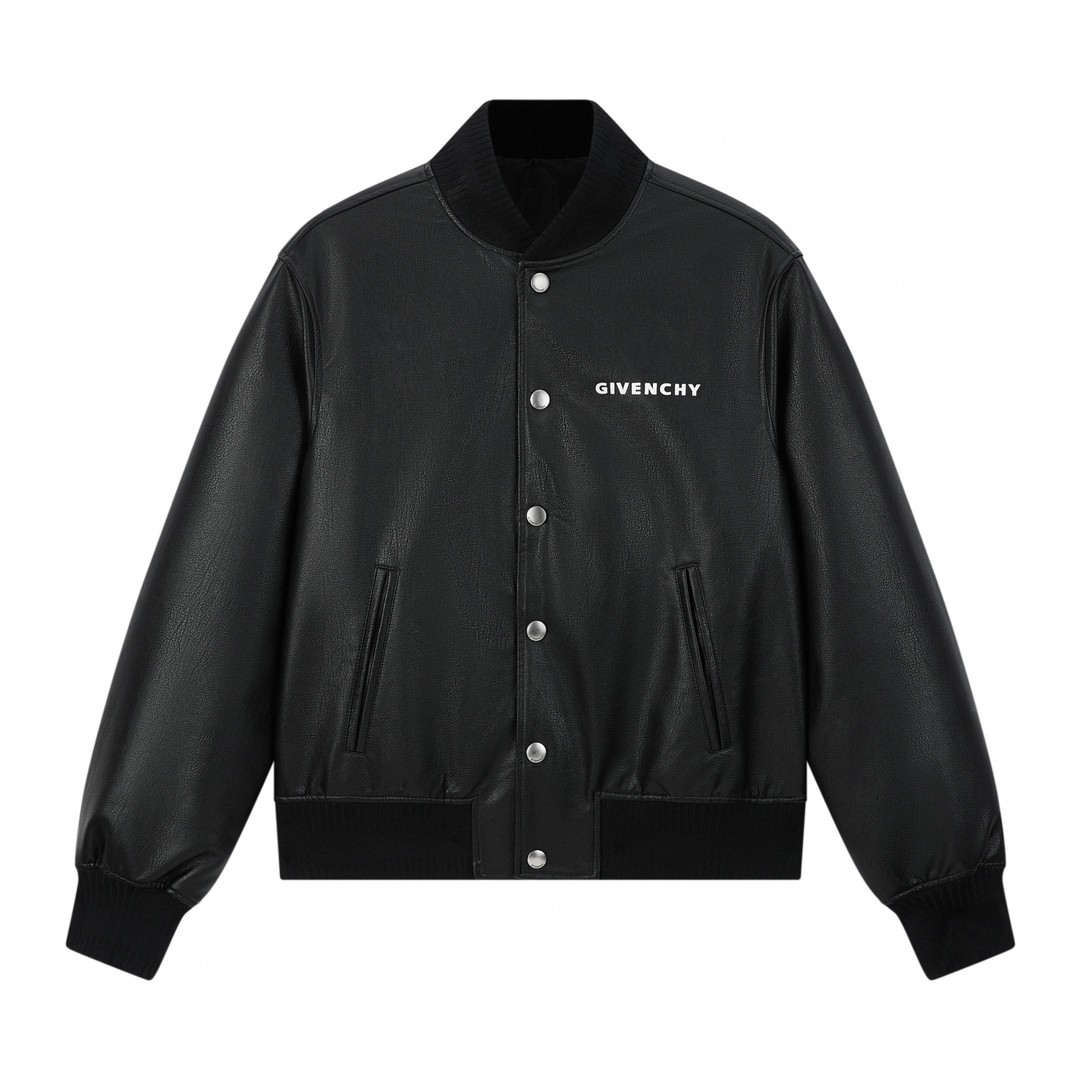 Givenchy 纪梵希 Disney 101斑点狗联名 皮衣 夹克 棒球服 外套 长袖 秋冬款 黑色 BM00YE6Y1C-001