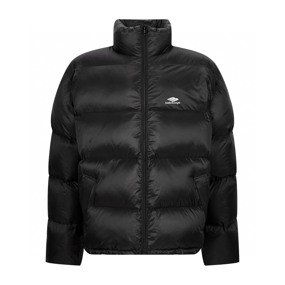 Balenciaga 巴黎世家 纯色字母Logo立领滑雪棉服 外套 保暖 长袖 冬季 黑色