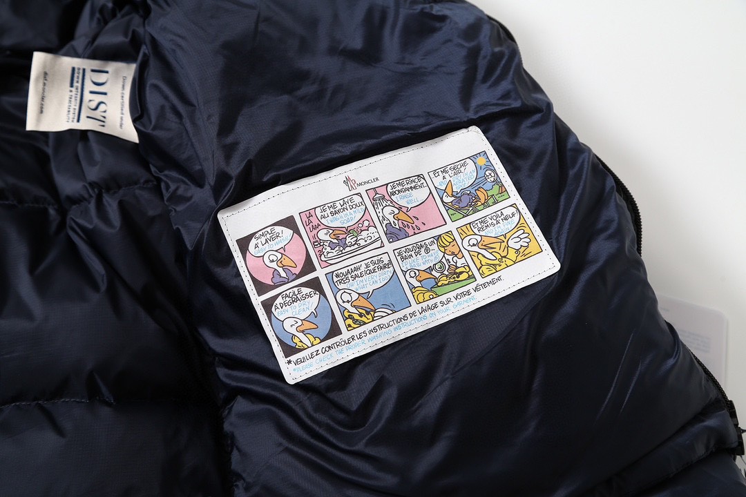 Moncler 蒙口 logo贴标拼接拉链羽绒服 保暖 外套 深蓝色 H20911A001475967G776